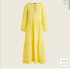 Long-sleeve tiered dress in linen